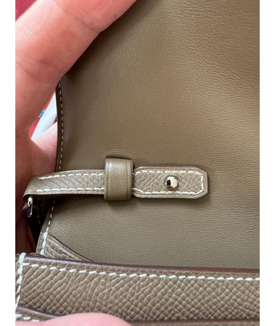 HERMES Бежевая кожаная сумка через плечо, фото 5