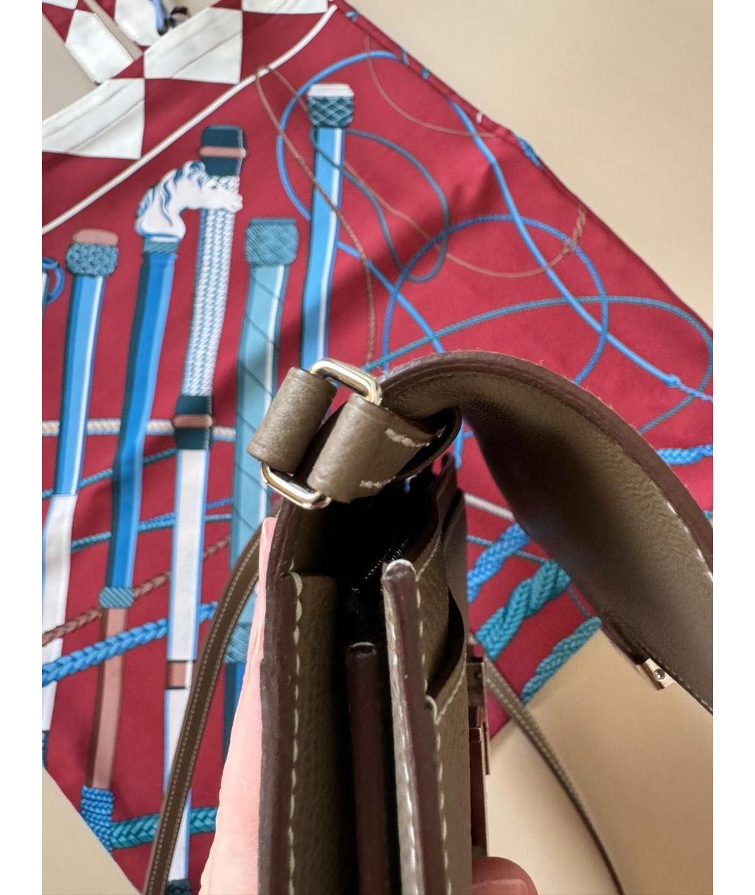 HERMES Бежевая кожаная сумка через плечо, фото 8