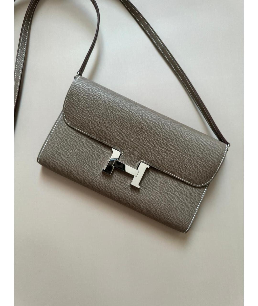 HERMES Бежевая кожаная сумка через плечо, фото 9