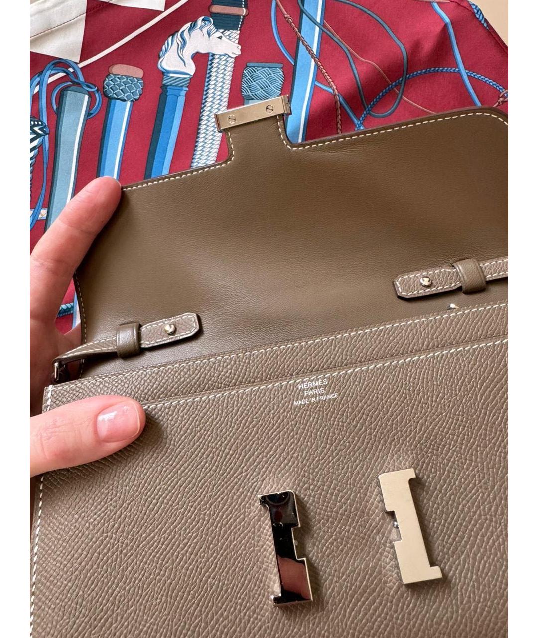 HERMES Бежевая кожаная сумка через плечо, фото 2