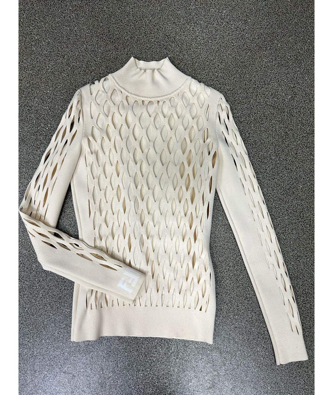 FENDI Бежевый вискозный джемпер / свитер, фото 5