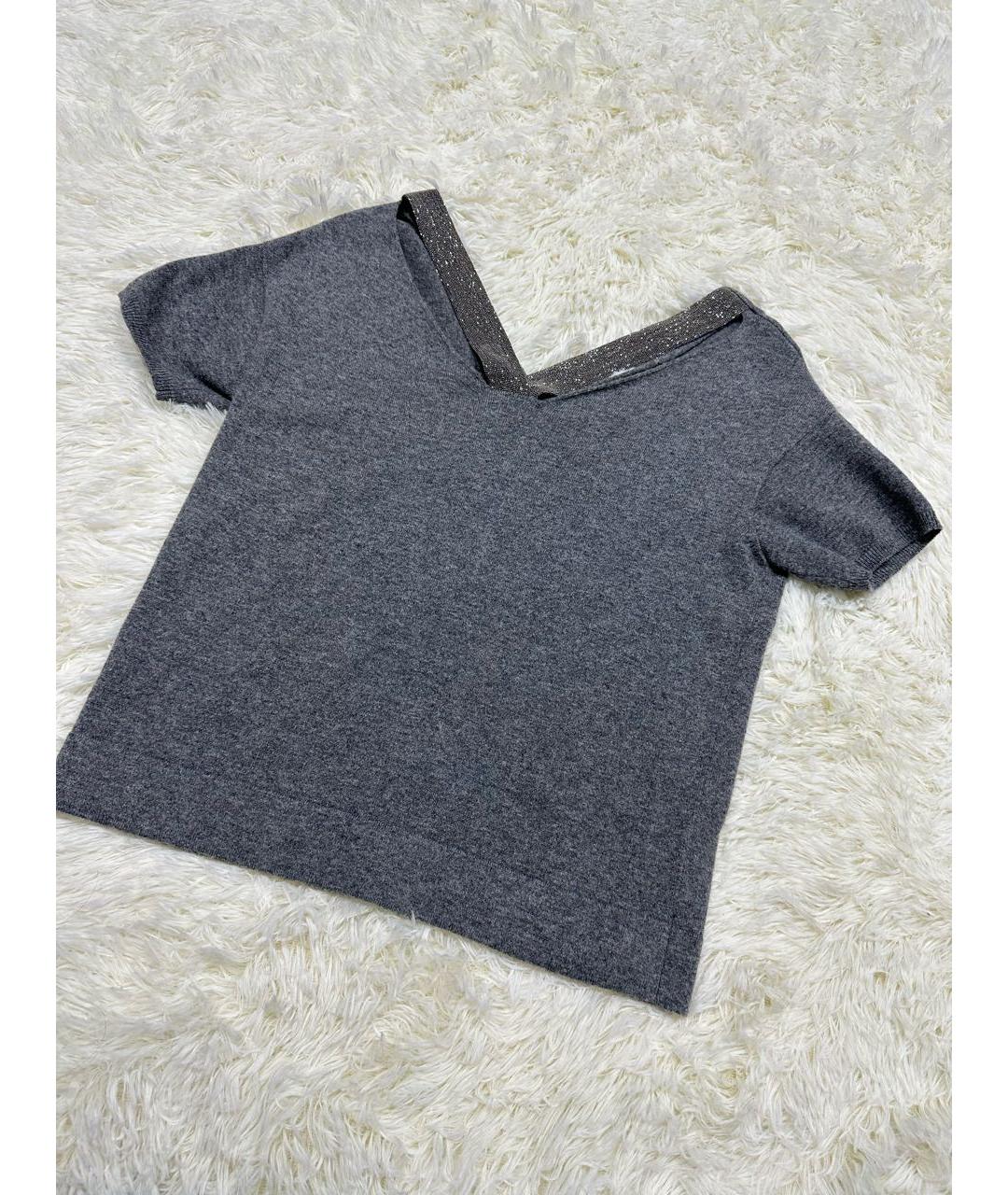 BRUNELLO CUCINELLI Антрацитовый кашемировый джемпер / свитер, фото 3