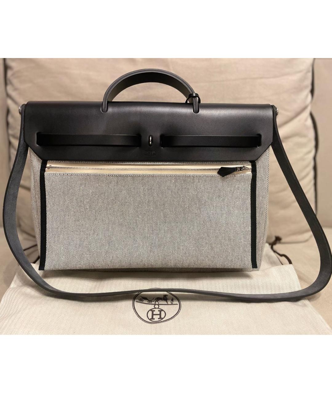 HERMES Серая тканевая сумка через плечо, фото 3