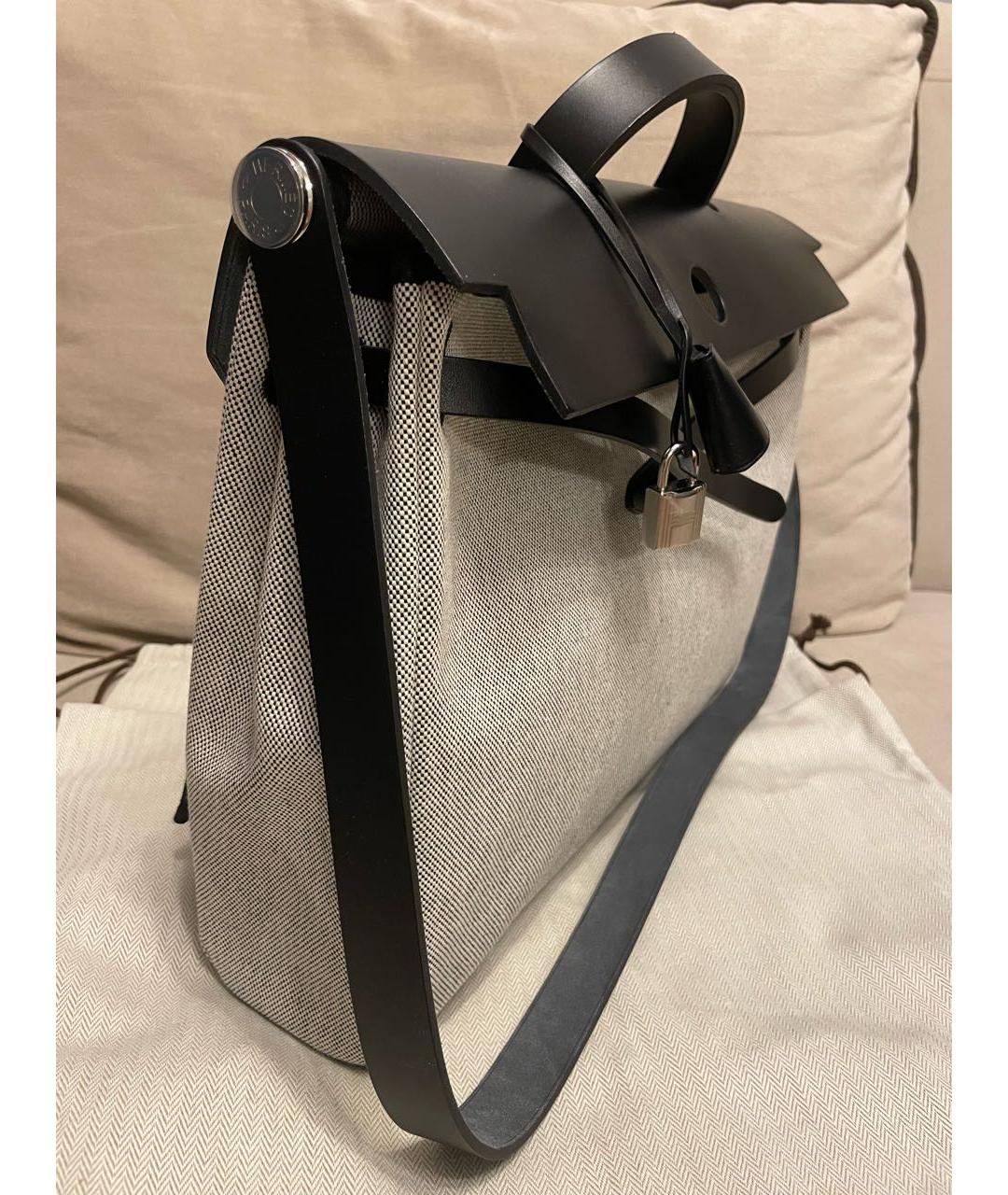 HERMES Серая тканевая сумка через плечо, фото 2