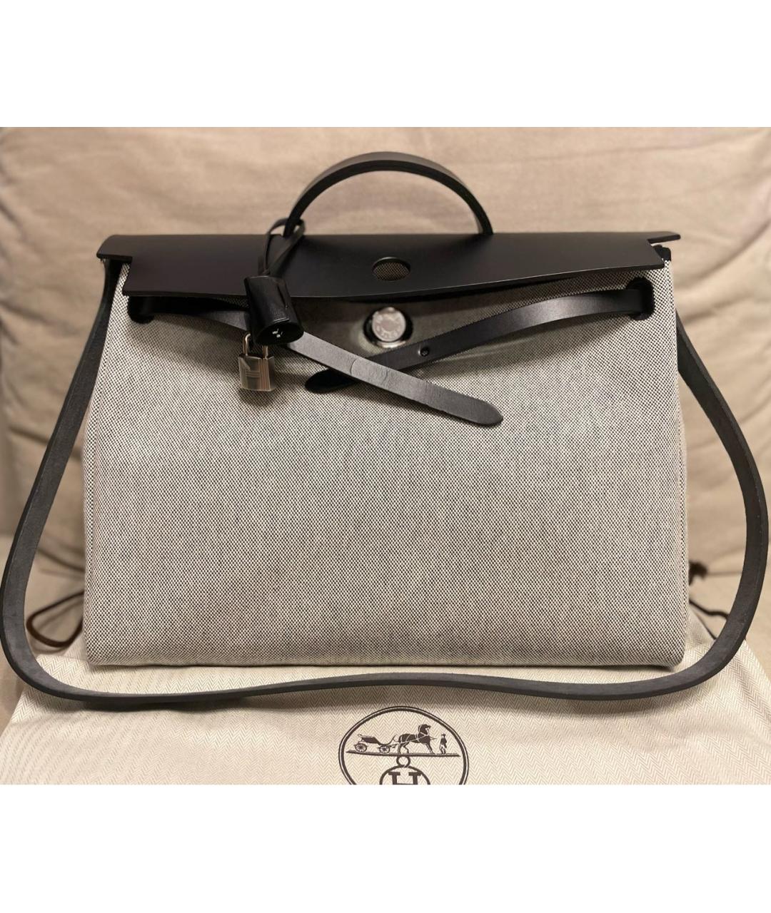 HERMES Серая тканевая сумка через плечо, фото 9
