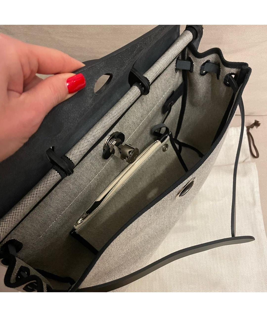 HERMES Серая тканевая сумка через плечо, фото 4