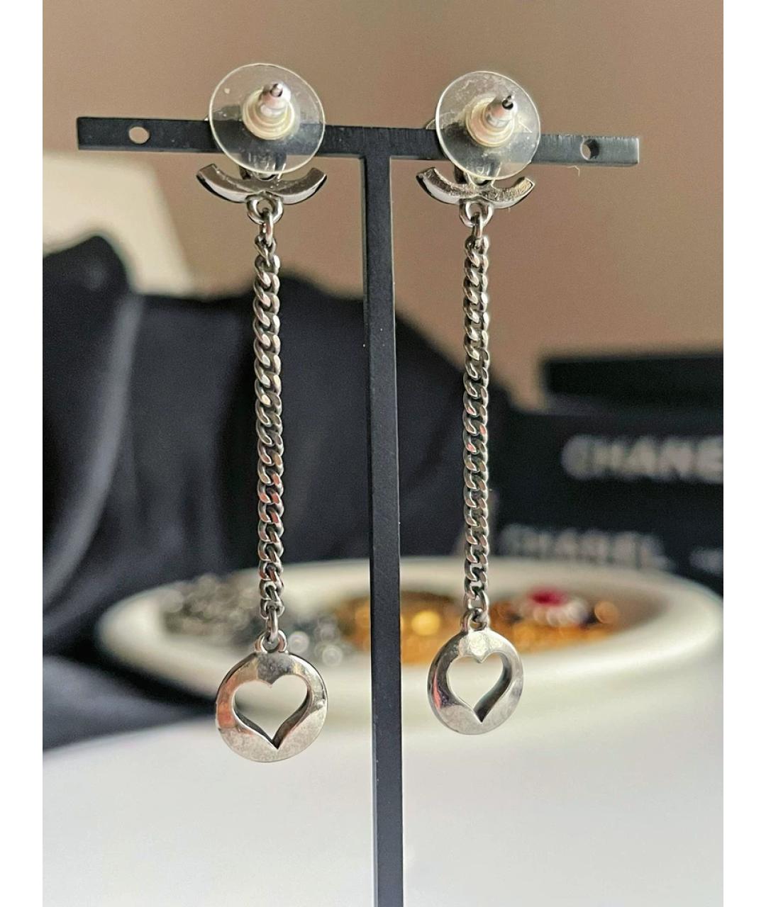 CHANEL Серебряные металлические серьги, фото 2