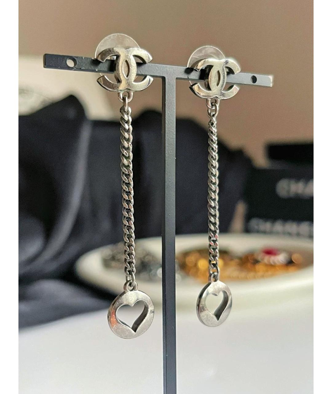 CHANEL Серебряные металлические серьги, фото 4