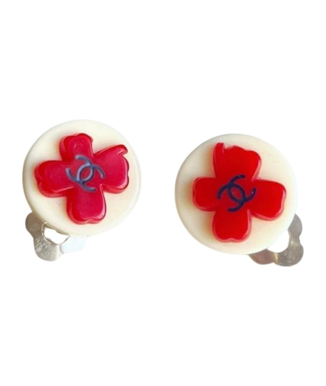 CHANEL Красные пластиковые клипсы, фото 1