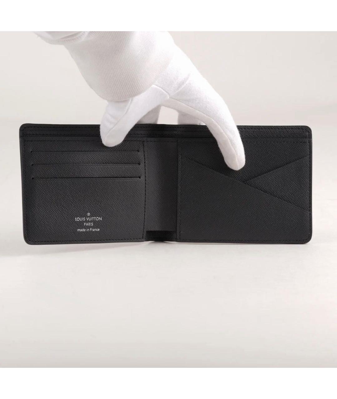 LOUIS VUITTON Черный кожаный кошелек, фото 7