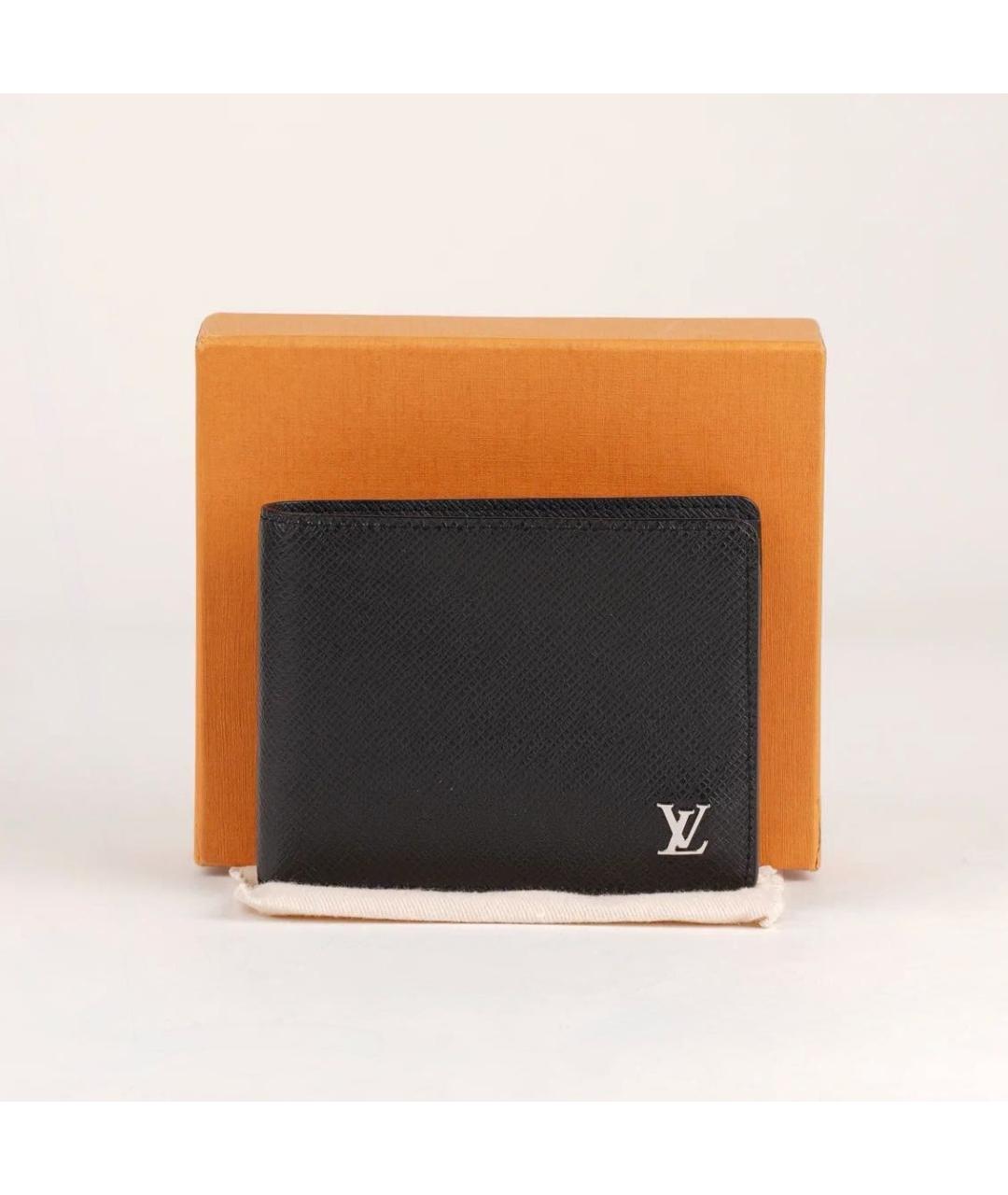 LOUIS VUITTON Черный кожаный кошелек, фото 2