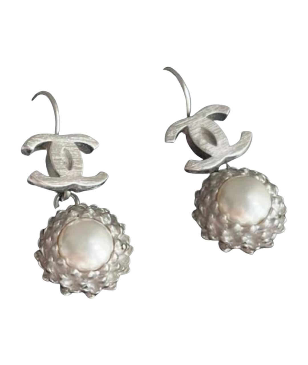 CHANEL Серебряные металлические серьги, фото 1