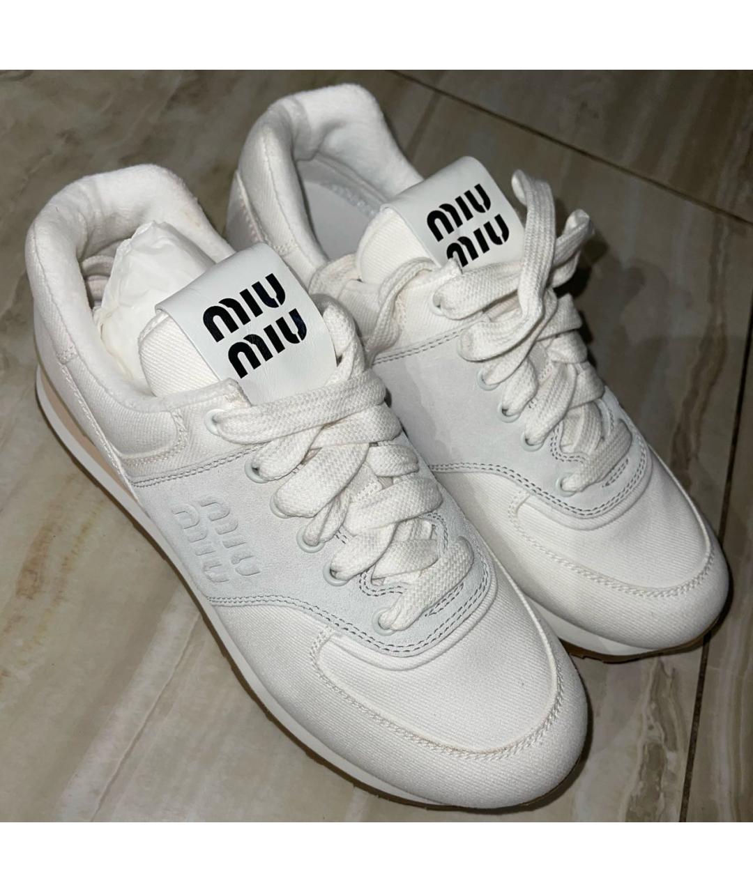 MIU MIU Белые текстильные кроссовки, фото 2