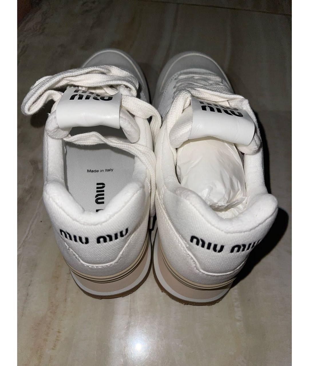 MIU MIU Белые текстильные кроссовки, фото 3