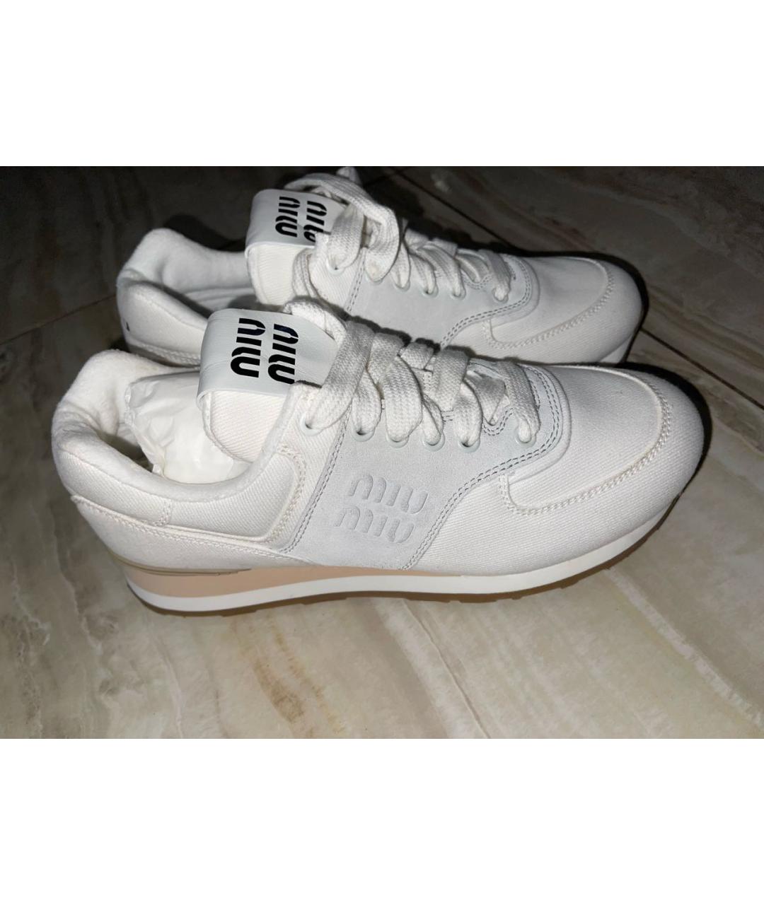 MIU MIU Белые текстильные кроссовки, фото 5