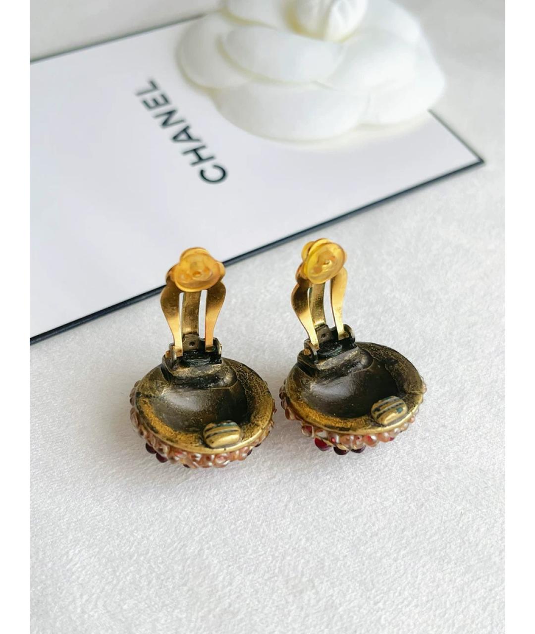 CHANEL Красные металлические клипсы, фото 2