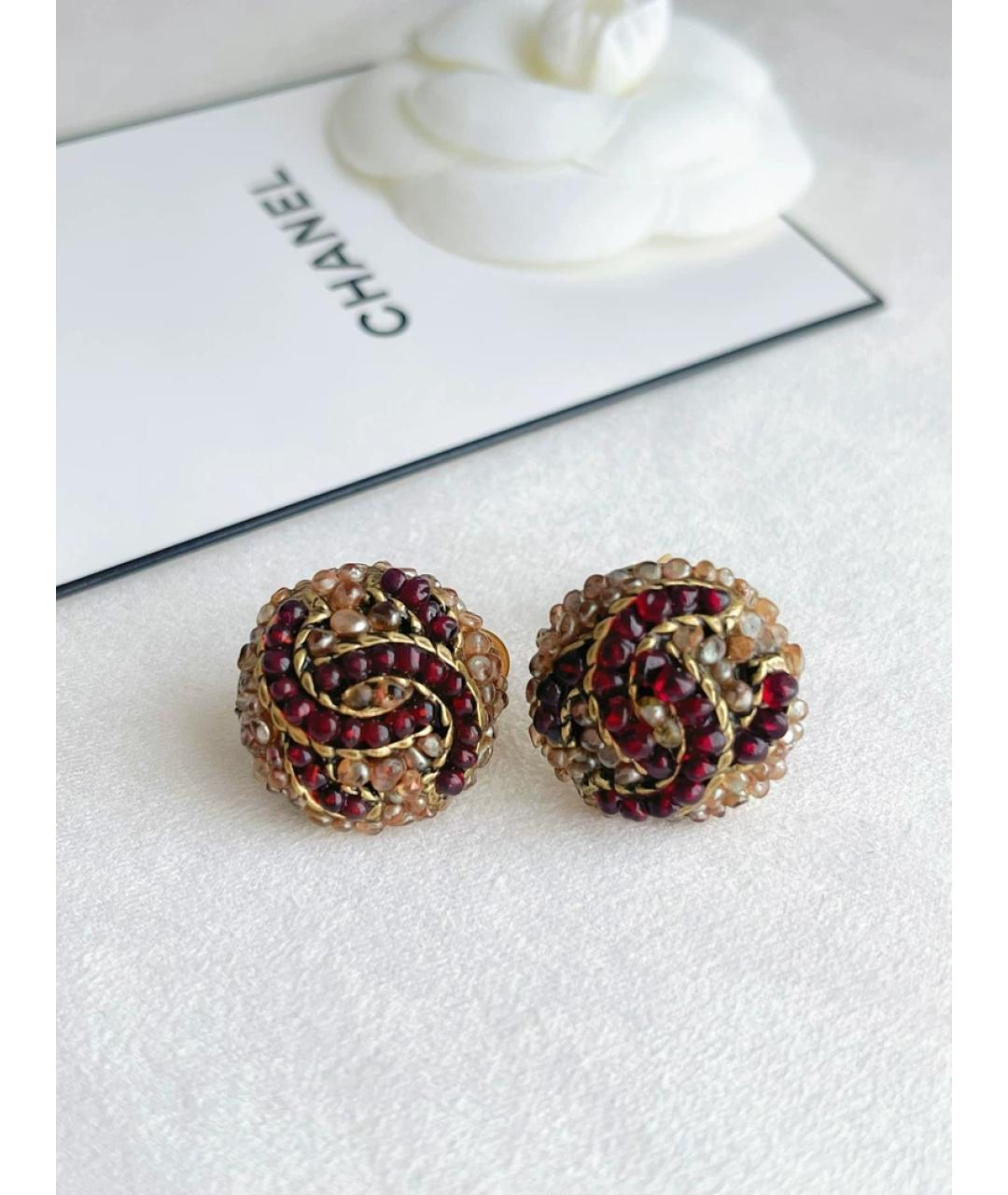 CHANEL Красные металлические клипсы, фото 4