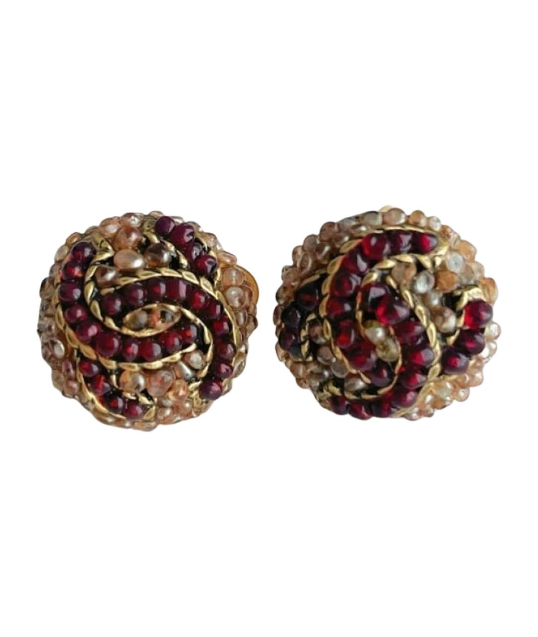 CHANEL Красные металлические клипсы, фото 1