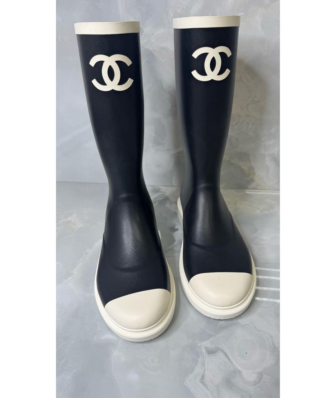 CHANEL Черные резиновые сапоги, фото 2