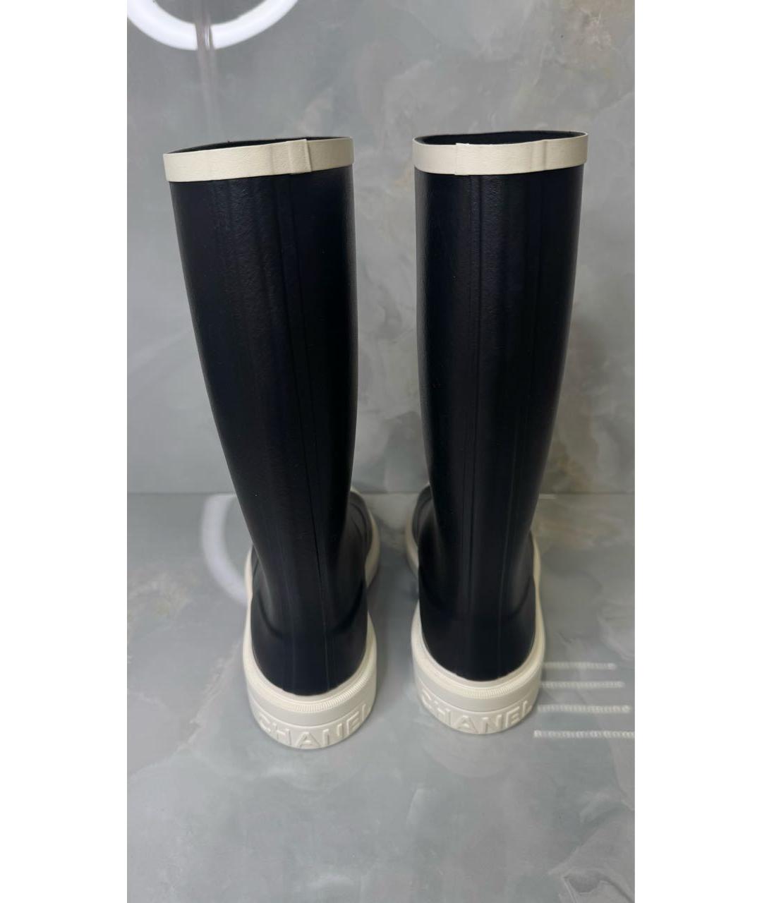 CHANEL Черные резиновые сапоги, фото 3