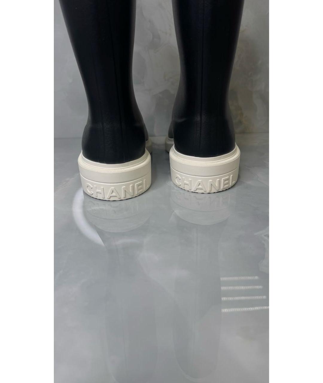 CHANEL Черные резиновые сапоги, фото 4