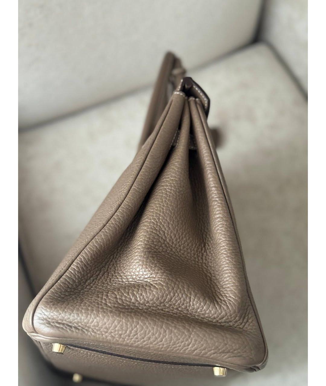 HERMES Бежевая кожаная сумка с короткими ручками, фото 8