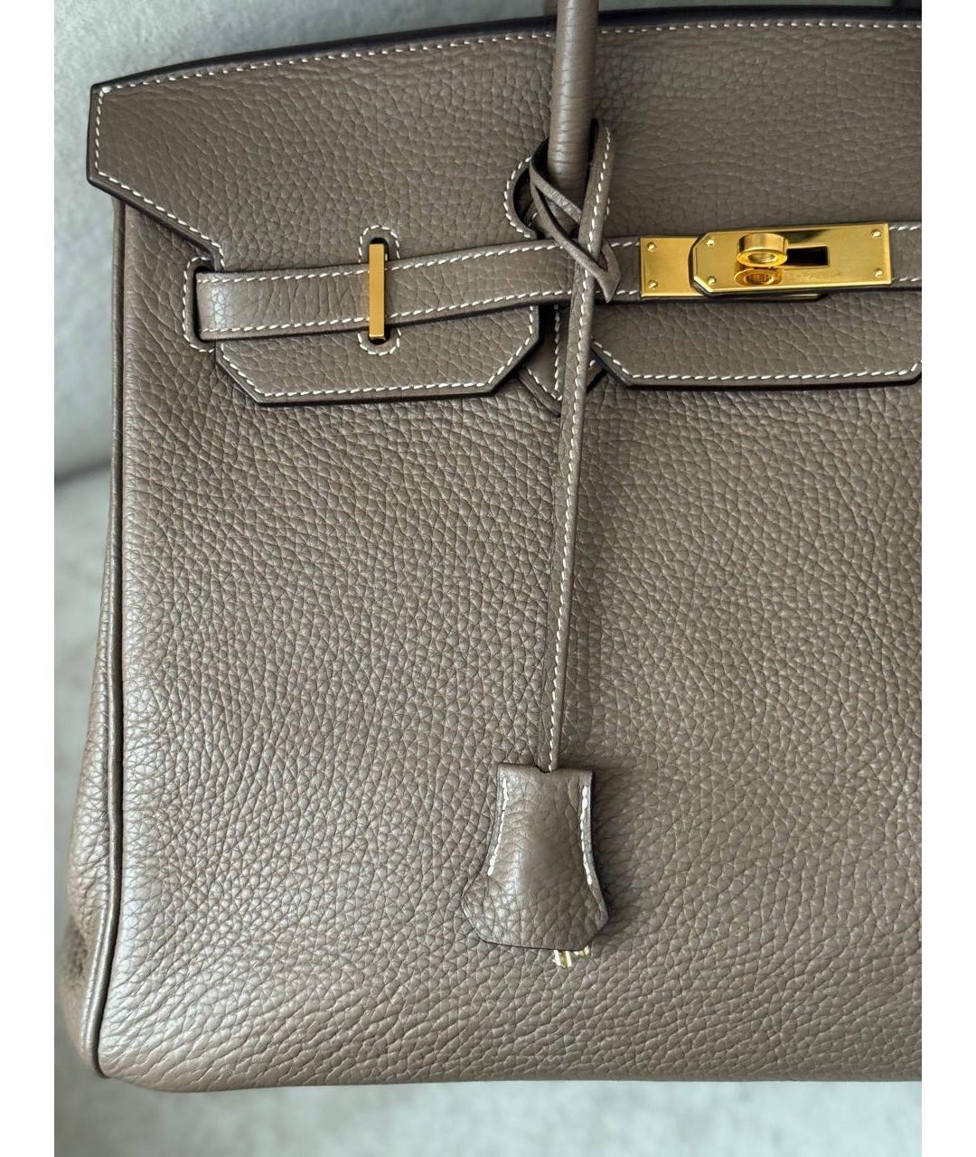 HERMES Бежевая кожаная сумка с короткими ручками, фото 2