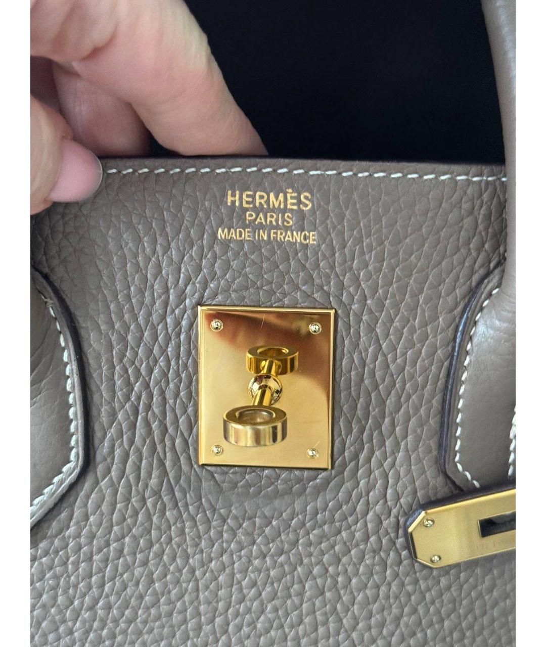 HERMES Бежевая кожаная сумка с короткими ручками, фото 5