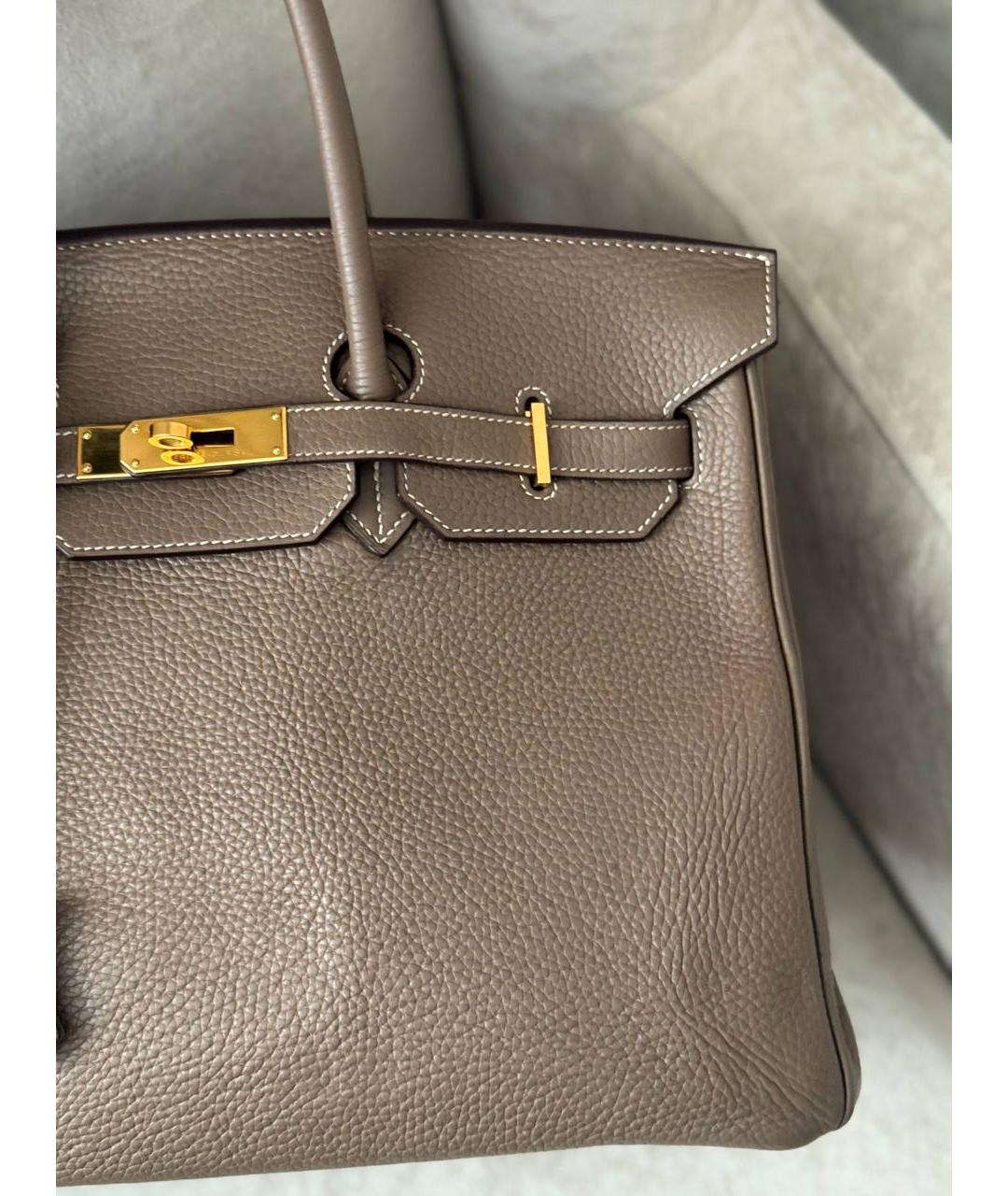 HERMES Бежевая кожаная сумка с короткими ручками, фото 3