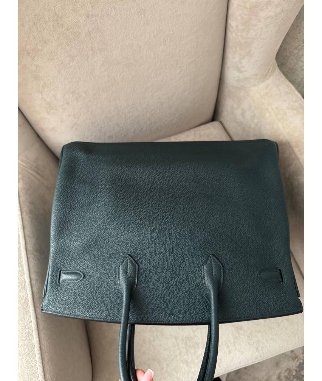 HERMES Зеленая кожаная сумка с короткими ручками, фото 3