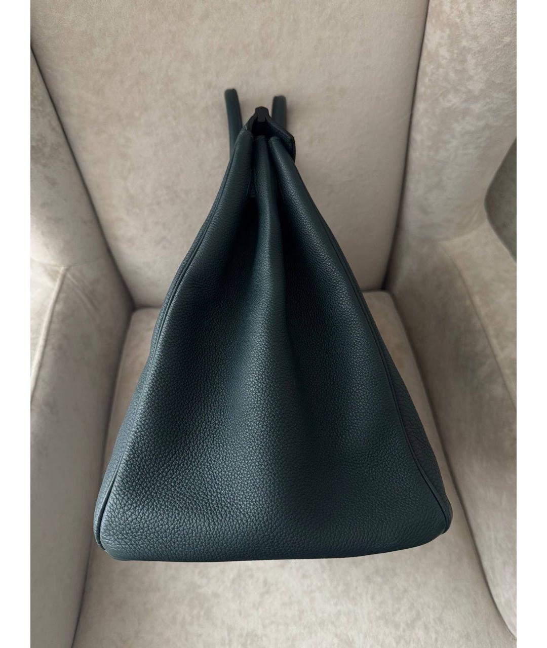HERMES Зеленая кожаная сумка с короткими ручками, фото 4
