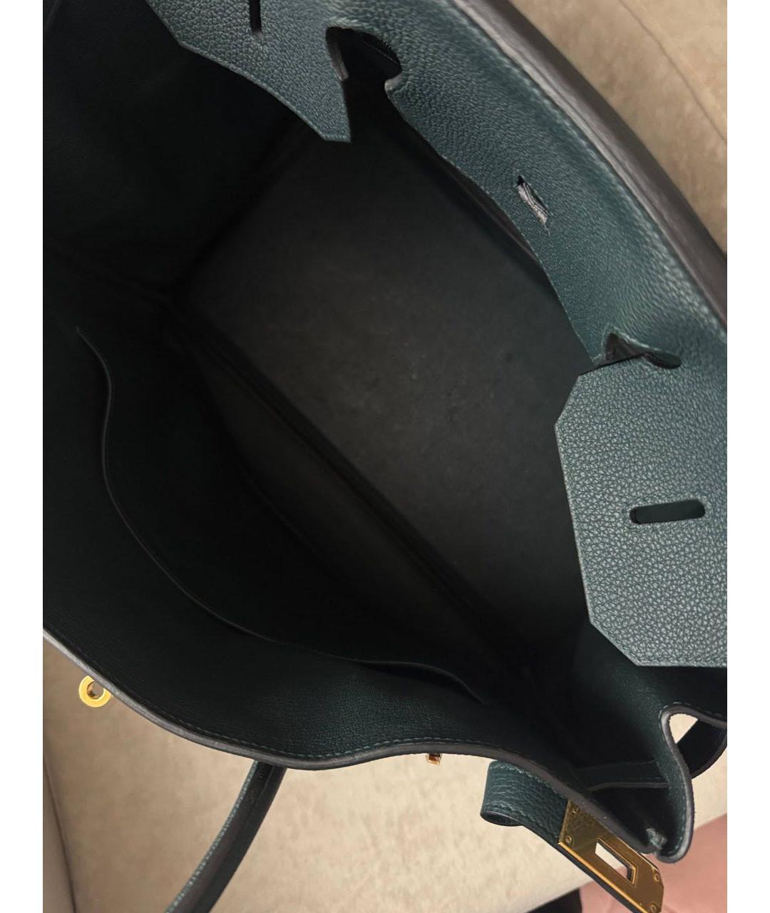 HERMES Зеленая кожаная сумка с короткими ручками, фото 8