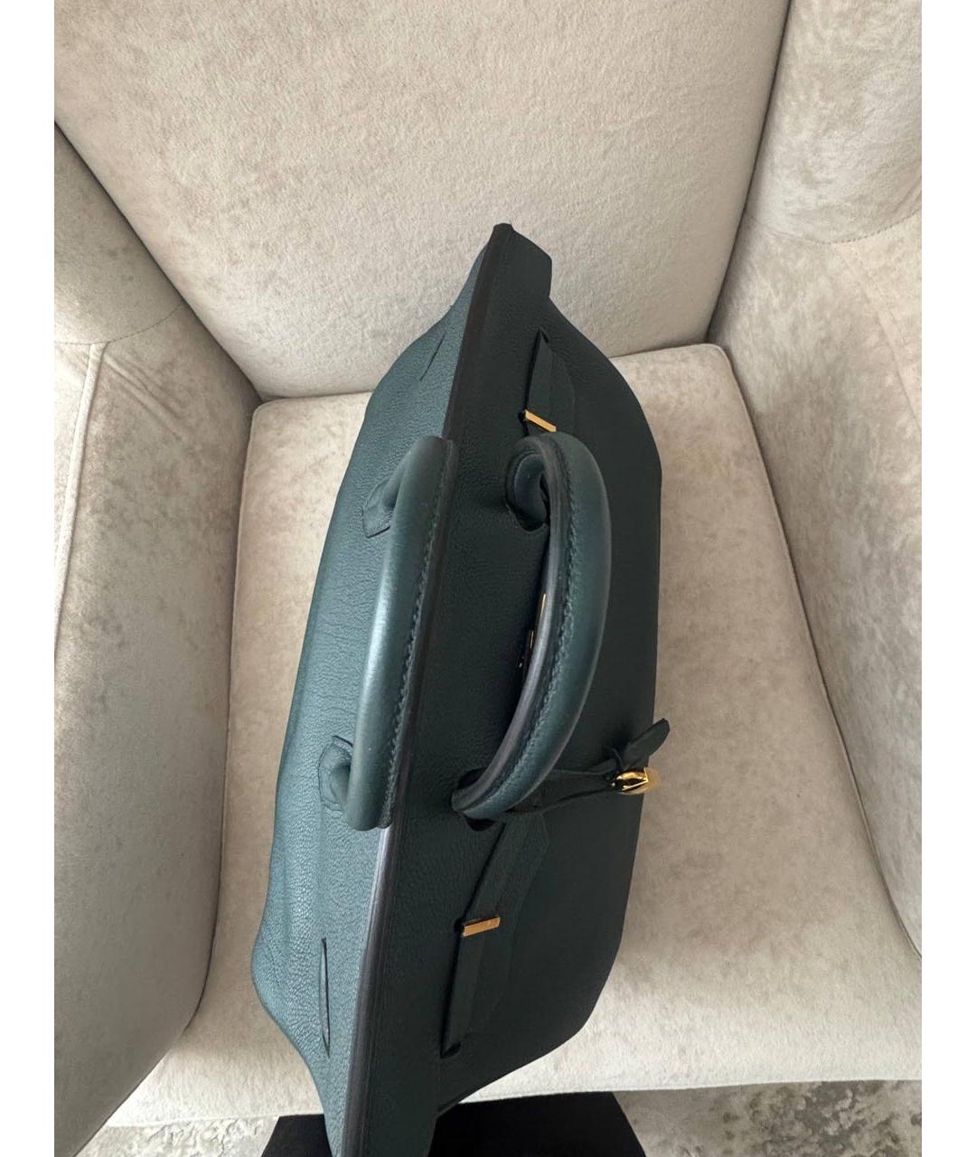 HERMES Зеленая кожаная сумка с короткими ручками, фото 2