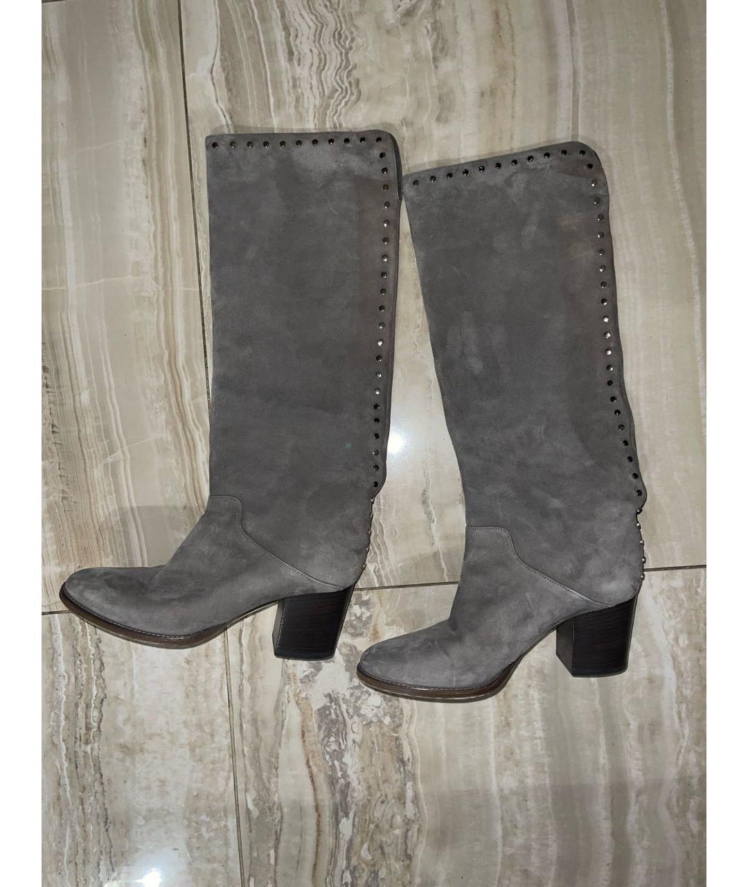 JIMMY CHOO Серые замшевые сапоги, фото 5