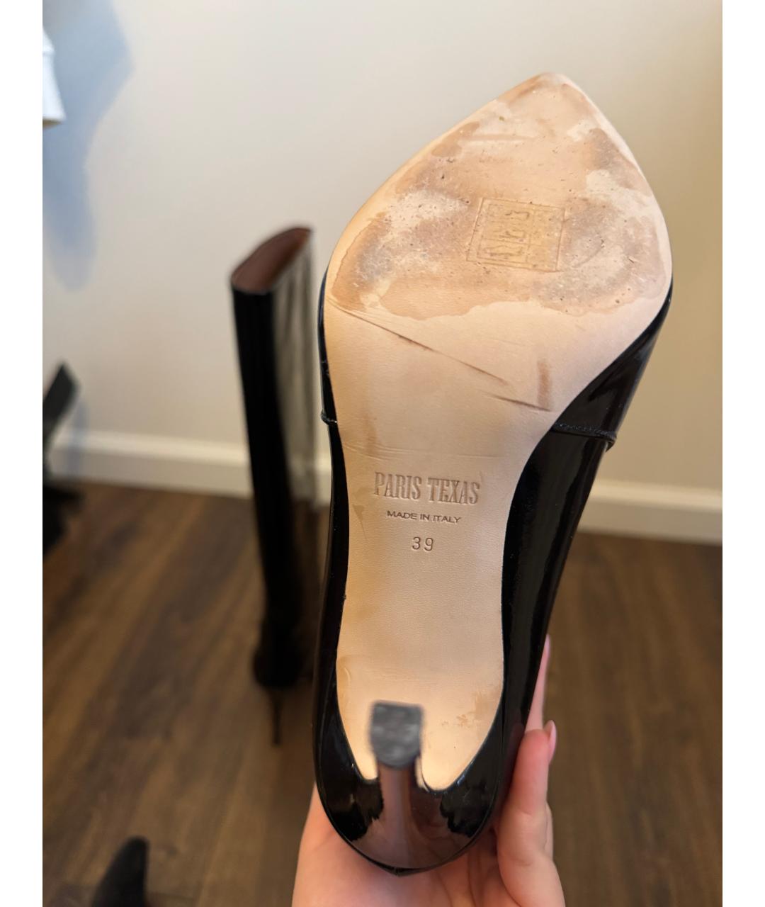 PARIS TEXAS Черные кожаные сапоги, фото 6