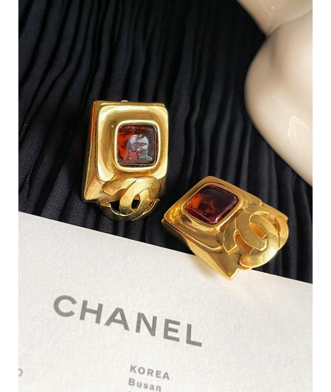 CHANEL Золотые металлические клипсы, фото 2