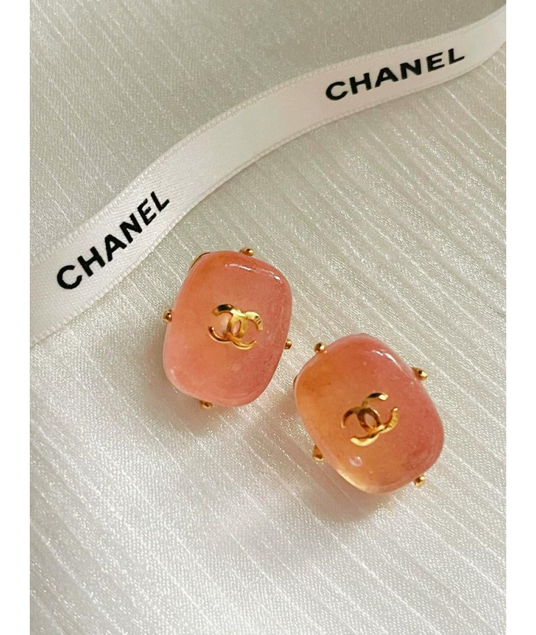 CHANEL Коралловые стеклянные клипсы, фото 4