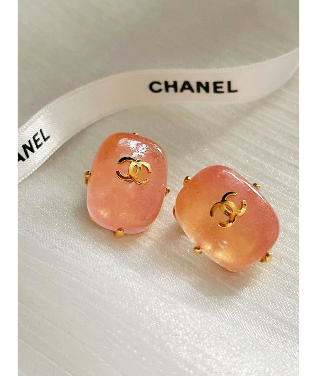 CHANEL Коралловые стеклянные клипсы, фото 2