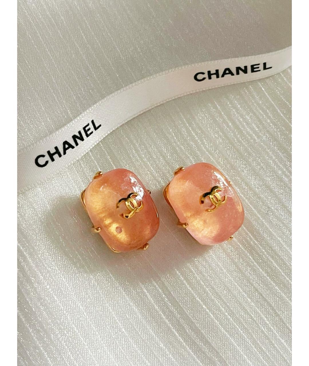 CHANEL Коралловые стеклянные клипсы, фото 3