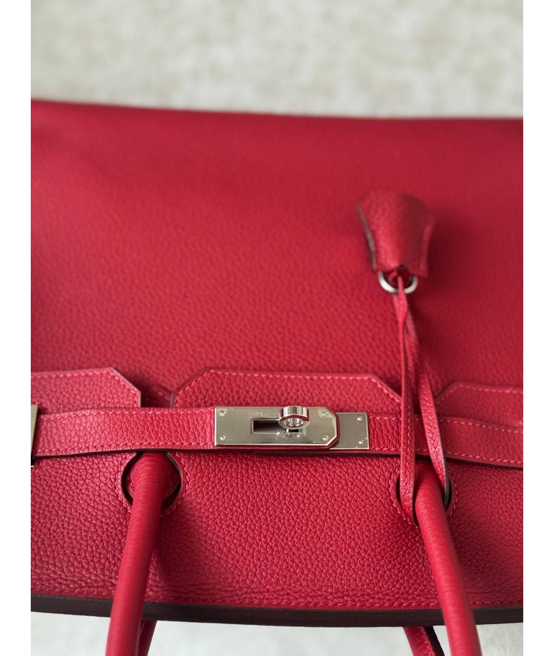 HERMES Красная кожаная сумка с короткими ручками, фото 2