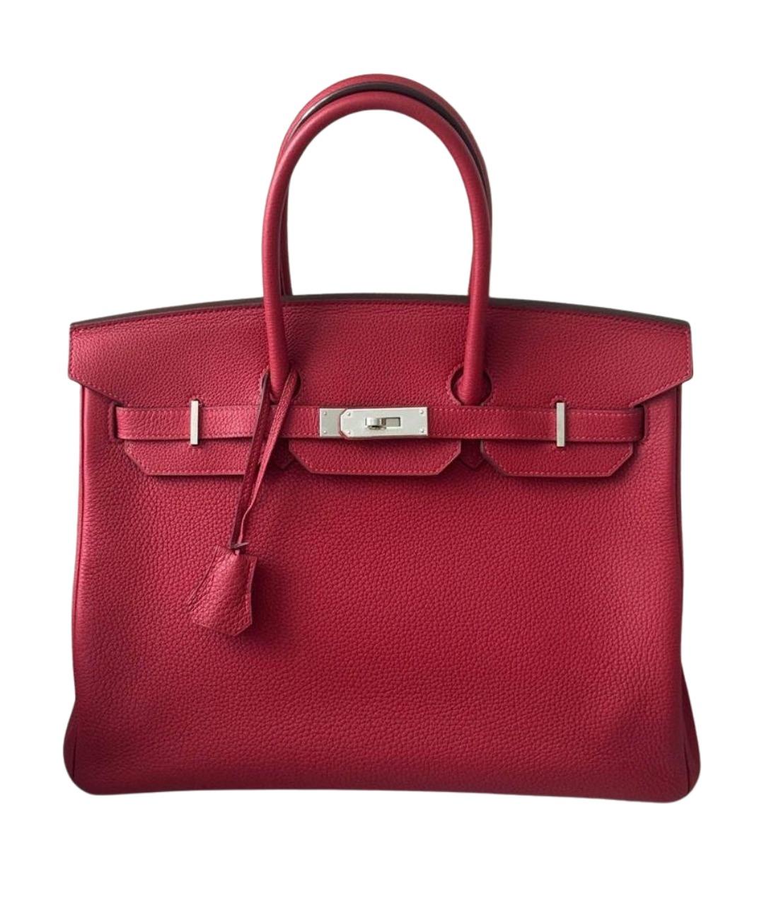 HERMES Красная кожаная сумка с короткими ручками, фото 1
