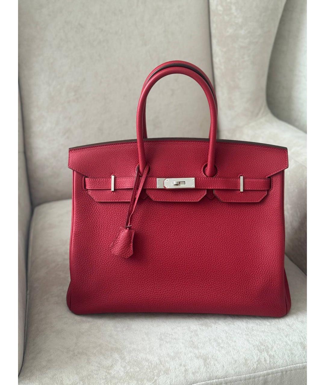 HERMES Красная кожаная сумка с короткими ручками, фото 9