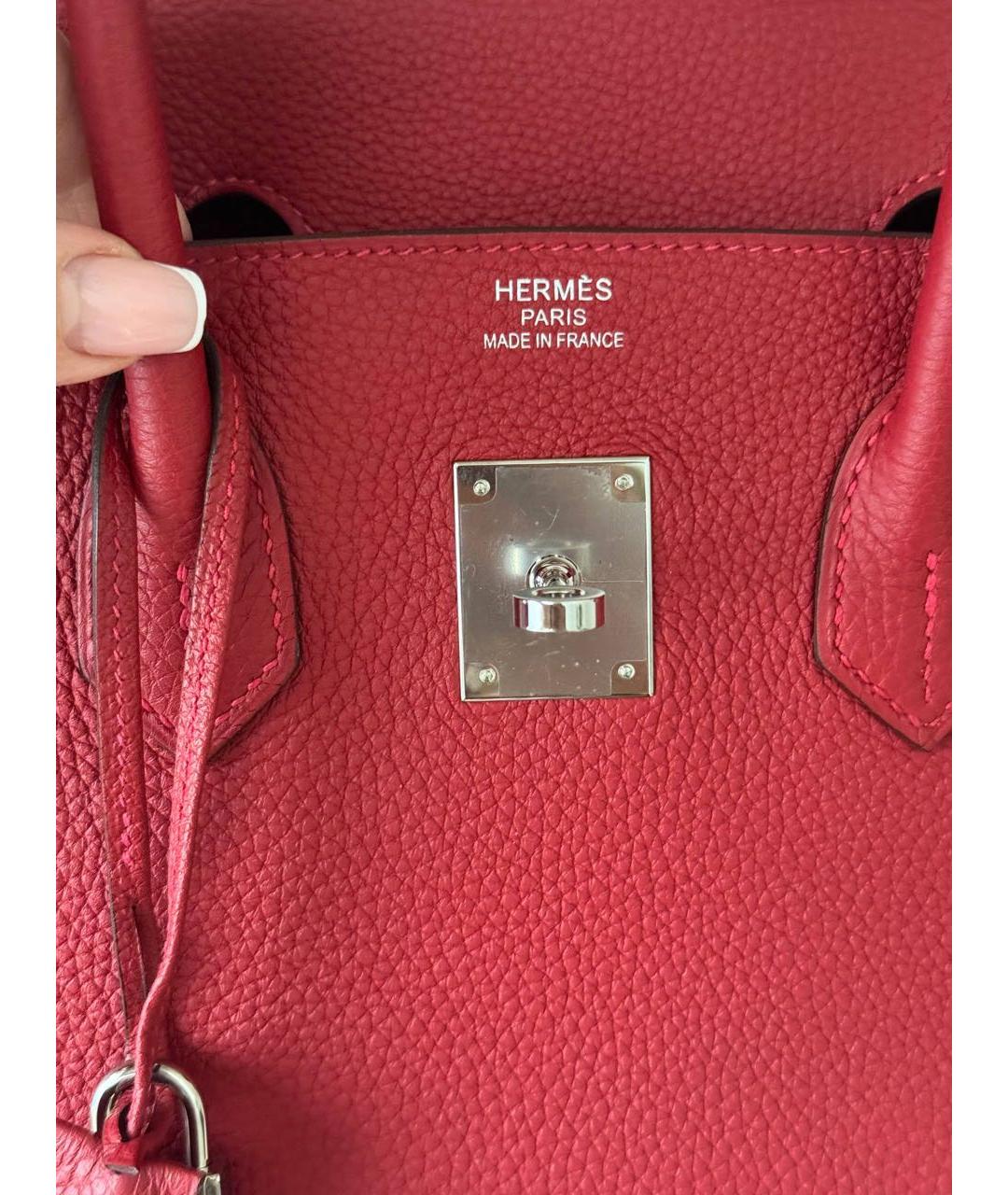 HERMES Красная кожаная сумка с короткими ручками, фото 6
