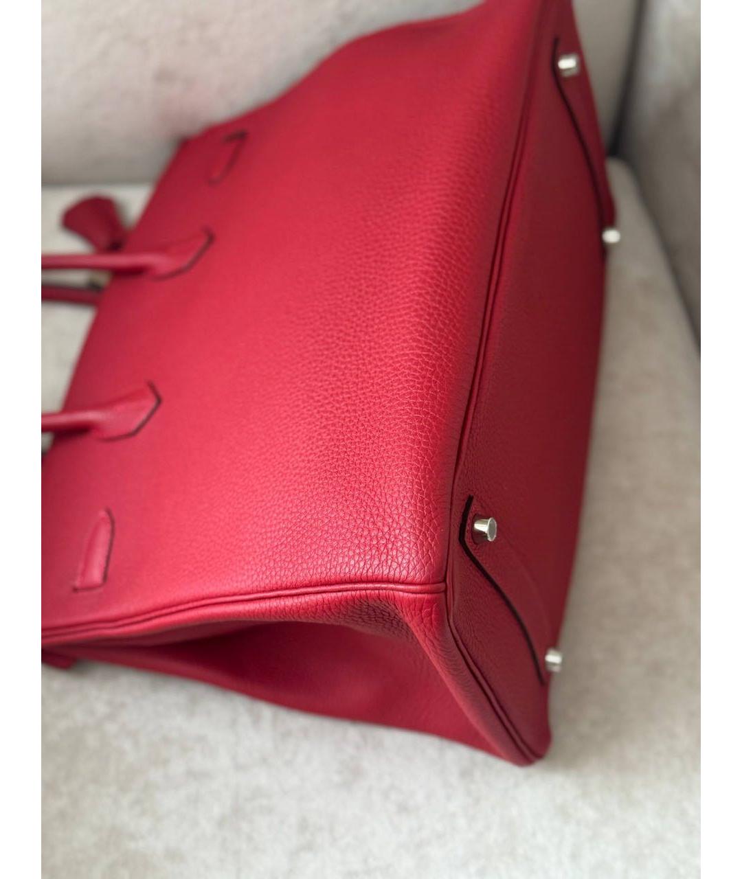HERMES Красная кожаная сумка с короткими ручками, фото 8