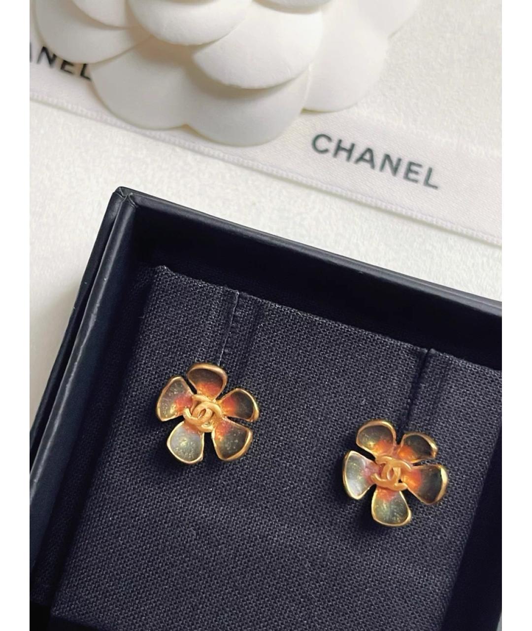 CHANEL Золотые металлические серьги, фото 3