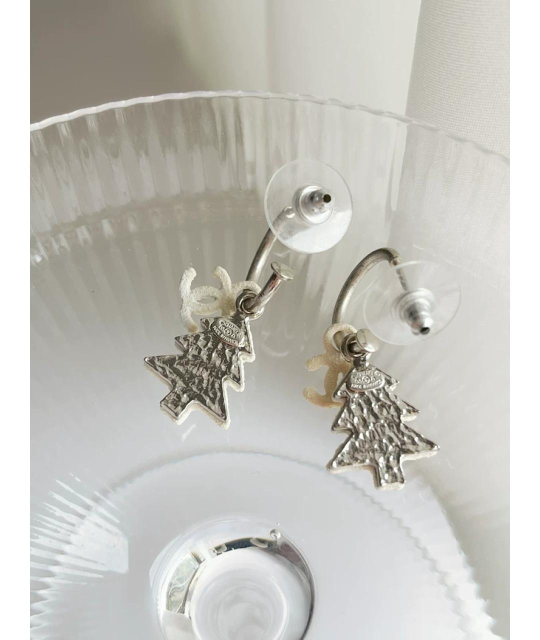 CHANEL Белые серьги, фото 6