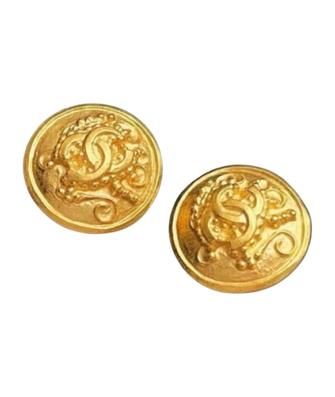 CHANEL Золотые металлические клипсы, фото 1