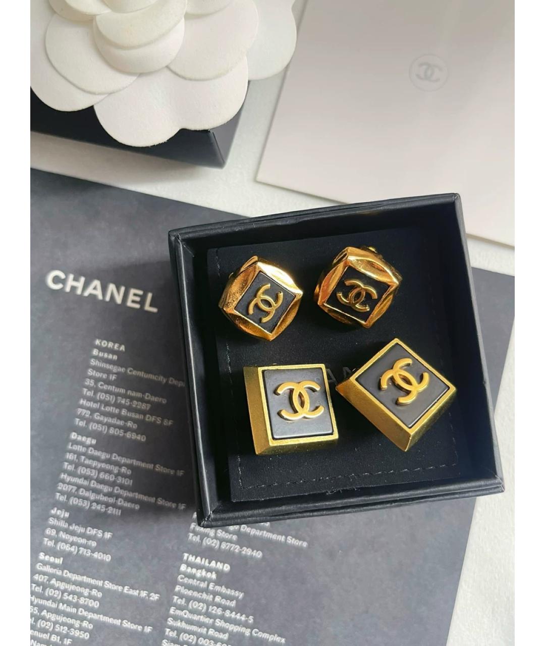 CHANEL Черные металлические клипсы, фото 3