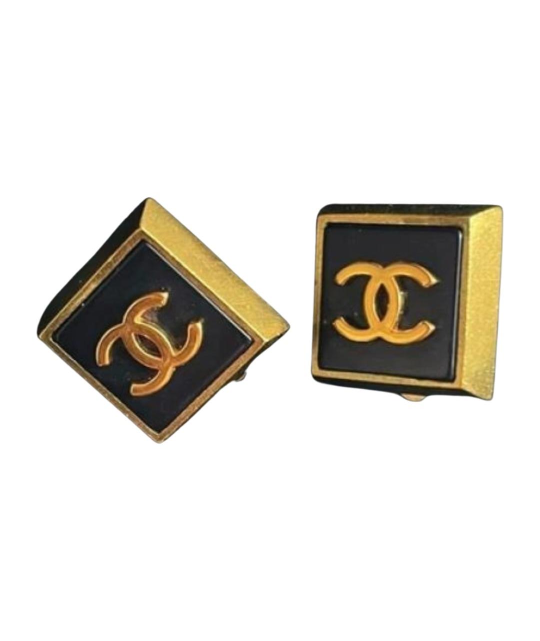CHANEL Черные металлические клипсы, фото 1