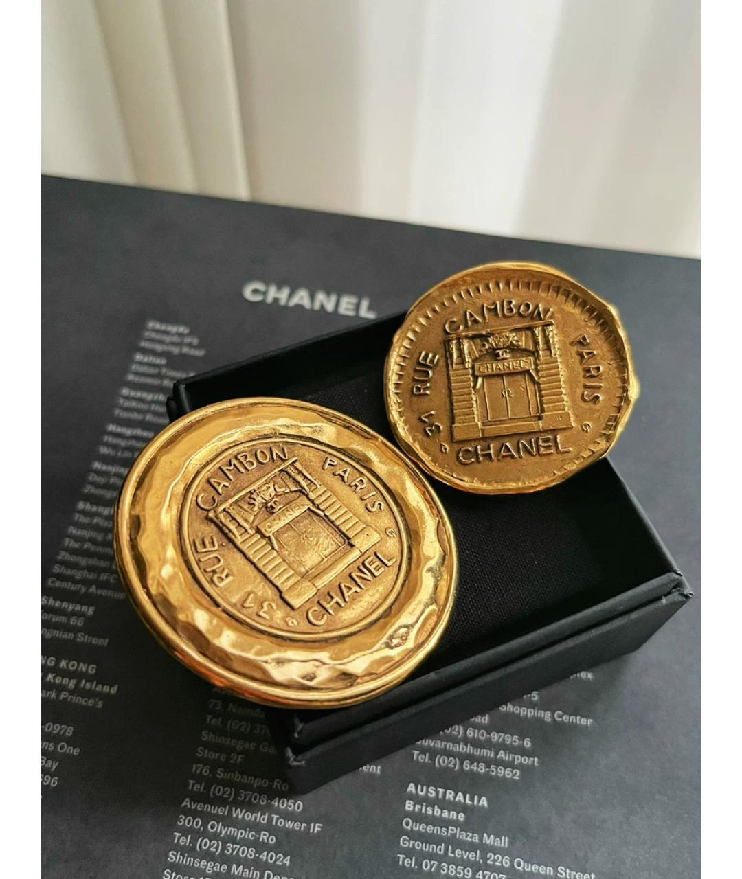 CHANEL Золотые металлические серьги, фото 3